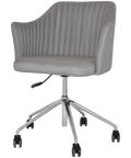 Kuji Chair 5 Way Aluminium Office Base On Castors With Gravity Steel Shell, Viewed From Angle In Front