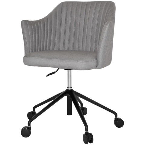 Kuji Chair 5 Way Black Office Base On Castors With Gravity Steel Shell, Viewed From Angle In Front