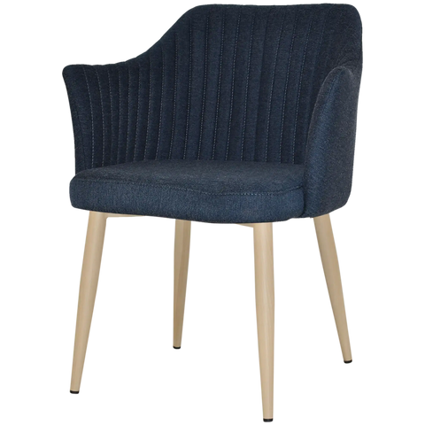 Kuji Chair Birch Metal 4 Leg With Gravity Navy Shell, Viewed From Angle In Front