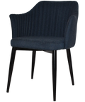 Kuji Chair Black Metal 4 Leg With Gravity Navy Shell, Viewed From Angle In Front