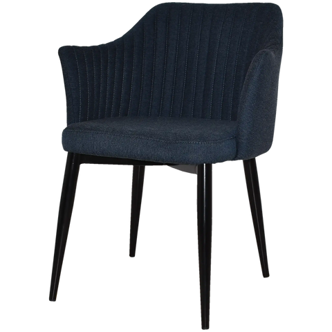 Kuji Chair Black Metal 4 Leg With Gravity Navy Shell, Viewed From Angle In Front