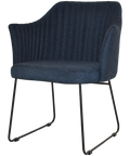 Kuji Chair Black Sled With Gravity Navy Shell, Viewed From Angle In Front