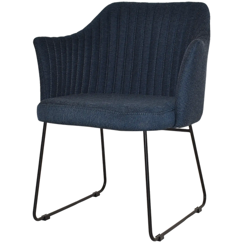 Kuji Chair Black Sled With Gravity Navy Shell, Viewed From Angle In Front