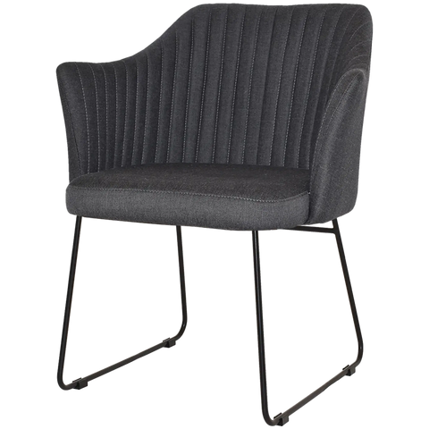 Kuji Chair Black Sled With Gravity Slate Shell, Viewed From Angle In Front