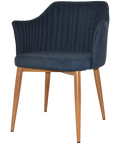 Kuji Chair Light Oak Metal 4 Leg With Gravity Navy Shell, Viewed From Angle In Front