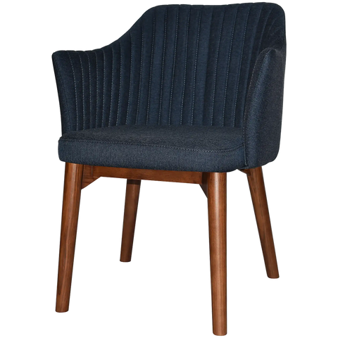 Kuji Chair Light Walnut Timber 4 Leg With Gravity Navy Shell, Viewed From Angle In Front