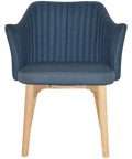Kuji Chair Natural Timber 4 Leg With Gravity Denim Shell, Viewed From Front