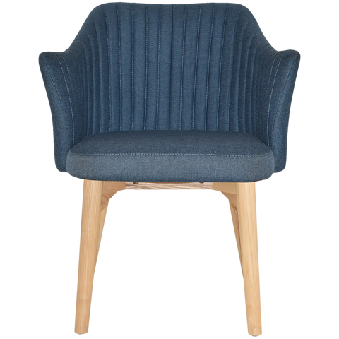 Kuji Chair Natural Timber 4 Leg With Gravity Denim Shell, Viewed From Front