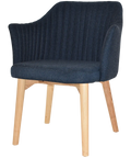 Kuji Chair Natural Timber 4 Leg With Gravity Navy Shell, Viewed From Angle In Front
