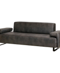 Levanti 3 Seater Sofa With Warwick Eastwood Slate Fabric And Black Sled, Viewed From Front Angle