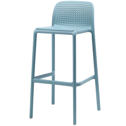 Lido Bar Stool By Nardi In Blue, Viewed From Angle In Front