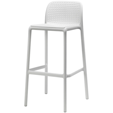 Lido Bar Stool By Nardi In White, Viewed From Angle In Front