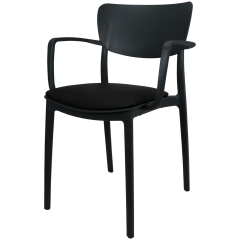 Lisa XL Armchair By Siesta In Anthracite With Black Vinyl Seat Pad, Viewed From Angle