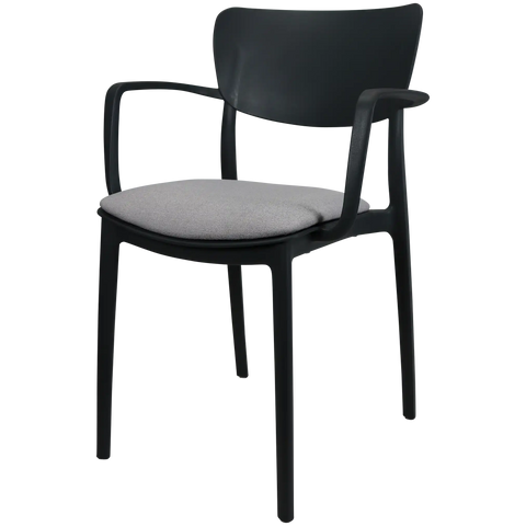 Lisa XL Armchair By Siesta In Anthracite With Light Grey Seat Pad, Viewed From Angle