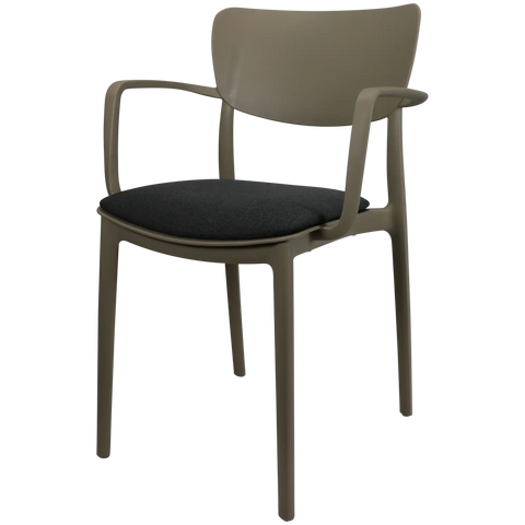 Lisa XL Armchair By Siesta In Taupe With Anthracite Seat Pad, Viewed From Angle