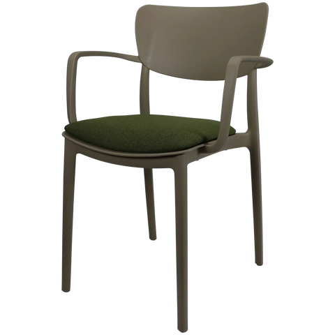 Lisa XL Armchair By Siesta In Taupe With Olive Green Seat Pad, Viewed From Angle