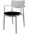 Lisa XL Armchair By Siesta In White With Black Seat Pad, Viewed From Angle