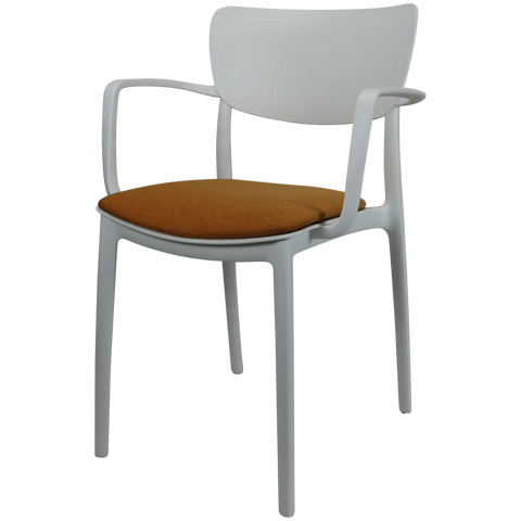 Lisa XL Armchair By Siesta In White With Orange Seat Pad, Viewed From Angle