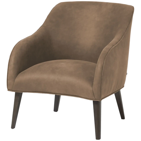 Lobby Loung Chair In Chocolate Vinyl With Black Leg From Front Angle