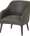 Lobby Loung Chair In Graphite Vinyl With Black Leg From Front Angle