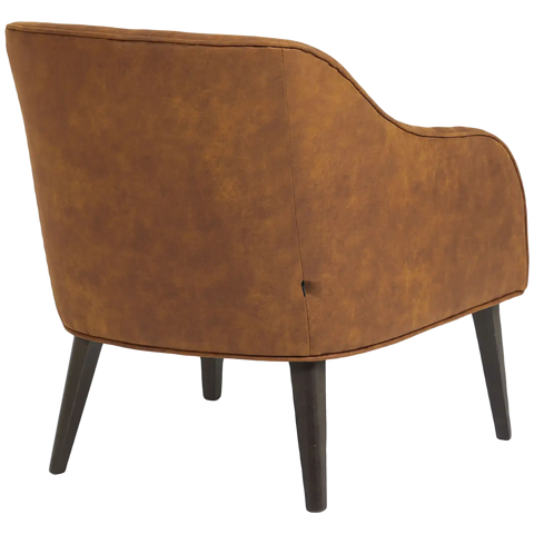 Lobby Loung Chair In Rust Vinyl With Black Leg From Back Angle