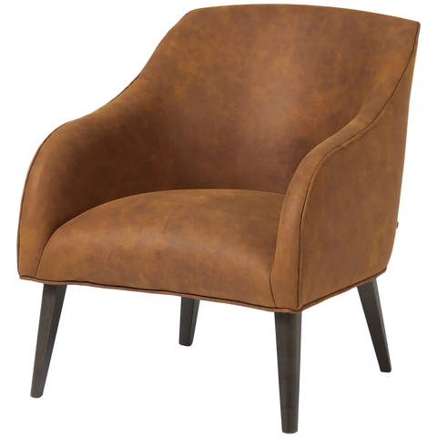 Lobby Loung Chair In Rust Vinyl With Black Leg From Front Angle
