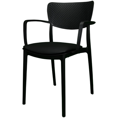 Loft XL Armchair By Siesta In Black With Black Vinyl Seat Pad, Viewed From Angle