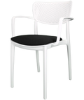 Loft XL Armchair By Siesta In White With Black Seat Pad, Viewed From Angle