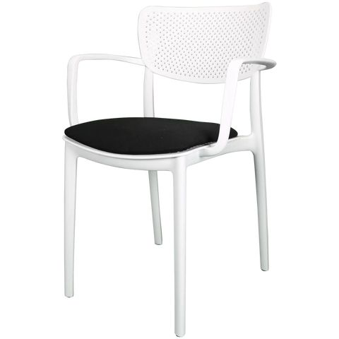 Loft XL Armchair By Siesta In White With Black Seat Pad, Viewed From Angle