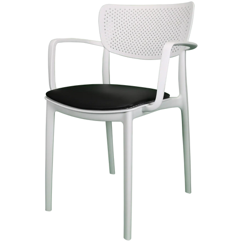 Loft XL Armchair By Siesta In White With Black Vinyl Seat Pad, Viewed From Angle