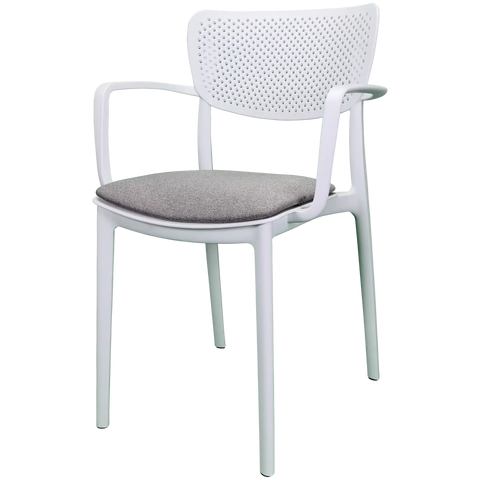 Loft XL Armchair By Siesta In White With Taupe Seat Pad, Viewed From Front