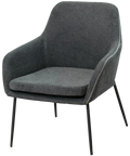 London Tub Chair With Slate Fabric Shell And Black Frame, Viewed From Front Angle
