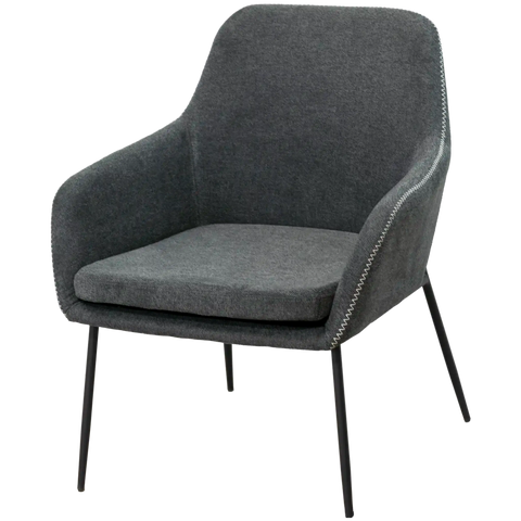 London Tub Chair With Slate Fabric Shell And Black Frame, Viewed From Front Angle
