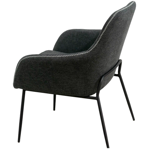 London Tub Chair With Slate Fabric Shell And Black Frame, Viewed From Side Above