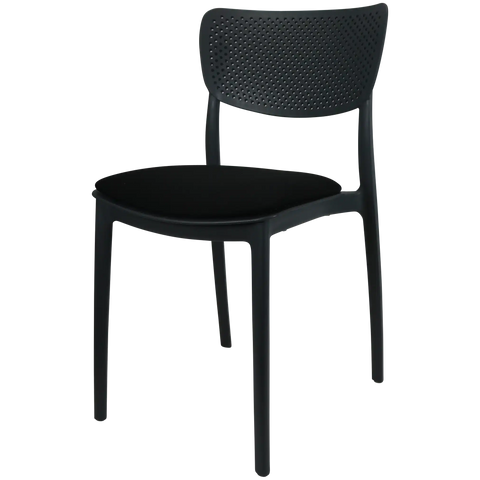 Lucy Chair By Siesta In Anthracite With Black Seat Pad, Viewed From Angle