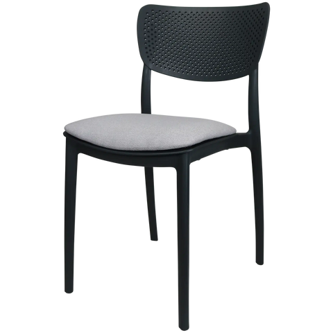 Lucy Chair By Siesta In Anthracite With Light Grey Seat Pad, Viewed From Angle