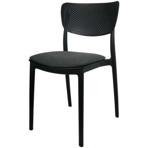 Lucy Chair By Siesta In Black With Seat Pad, Viewed From Angle
