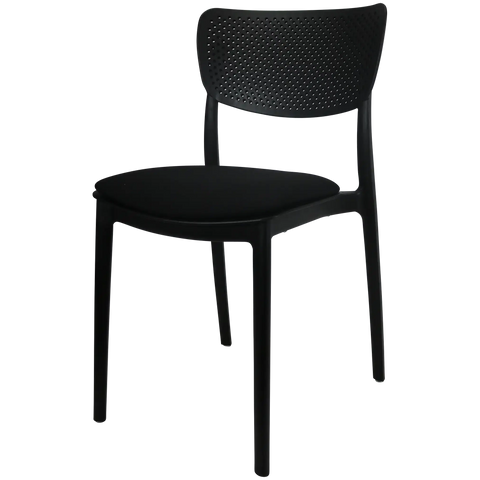 Lucy Chair By Siesta In Black With Black Seat Pad, Viewed From Angle
