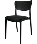 Lucy Chair By Siesta In Black With Black Vinyl Seat Pad, Viewed From Angle