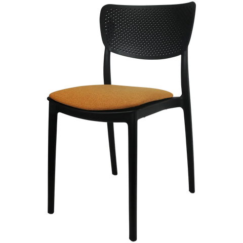 Lucy Chair By Siesta In Black With Orange Seat Pad, Viewed From Angle