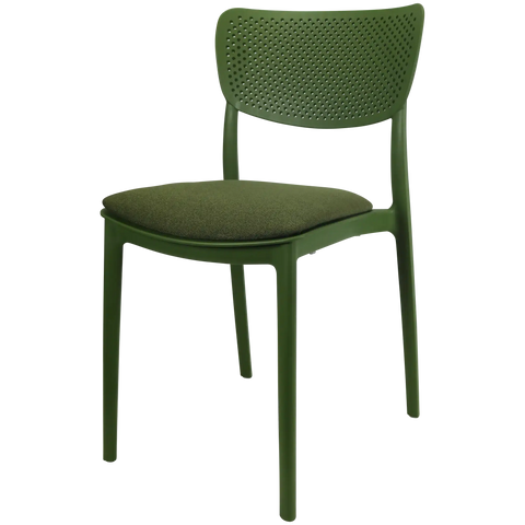 Lucy Chair By Siesta In Olive Green With Olive Green Seat Pad, Viewed From Angle