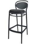 Marcel Bar Stool By Siesta In Anthracite With Anthracite Seat Pad, Viewed From Angle