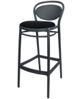 Marcel Bar Stool By Siesta In Anthracite With Black Seat Pad, Viewed From Angle