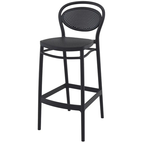 Marcel Bar Stool By Siesta In Black, Viewed From Angle In Front