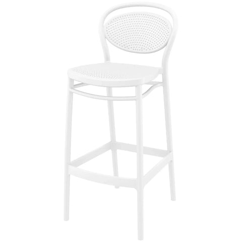 Marcel Bar Stool By Siesta In White, Viewed From Angle In Front
