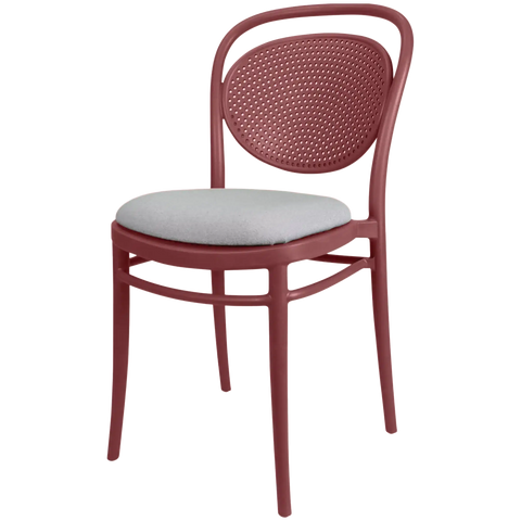 Marcel Chair By Siesta In Marsala With Light Grey Seat Pad, Viewed From Angle