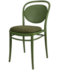 Marcel Chair By Siesta In Olive Green With Olive Green Seat Pad, Viewed From Angle