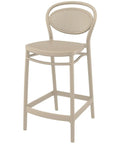 Marcel Counter Stool By Siesta In Taupe, Viewed From Angle In Front