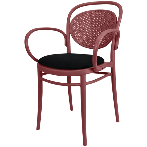 Marcel XL Armchair By Siesta In Marsala With Black Seat Pad, Viewed From Angle