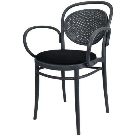 Marcel XL Armchair In Anthracite With Black Seat Pad View From Front Angle
